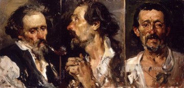  cabeza Pintura - Tres cabezas de estudio pintor Joaquín Sorolla